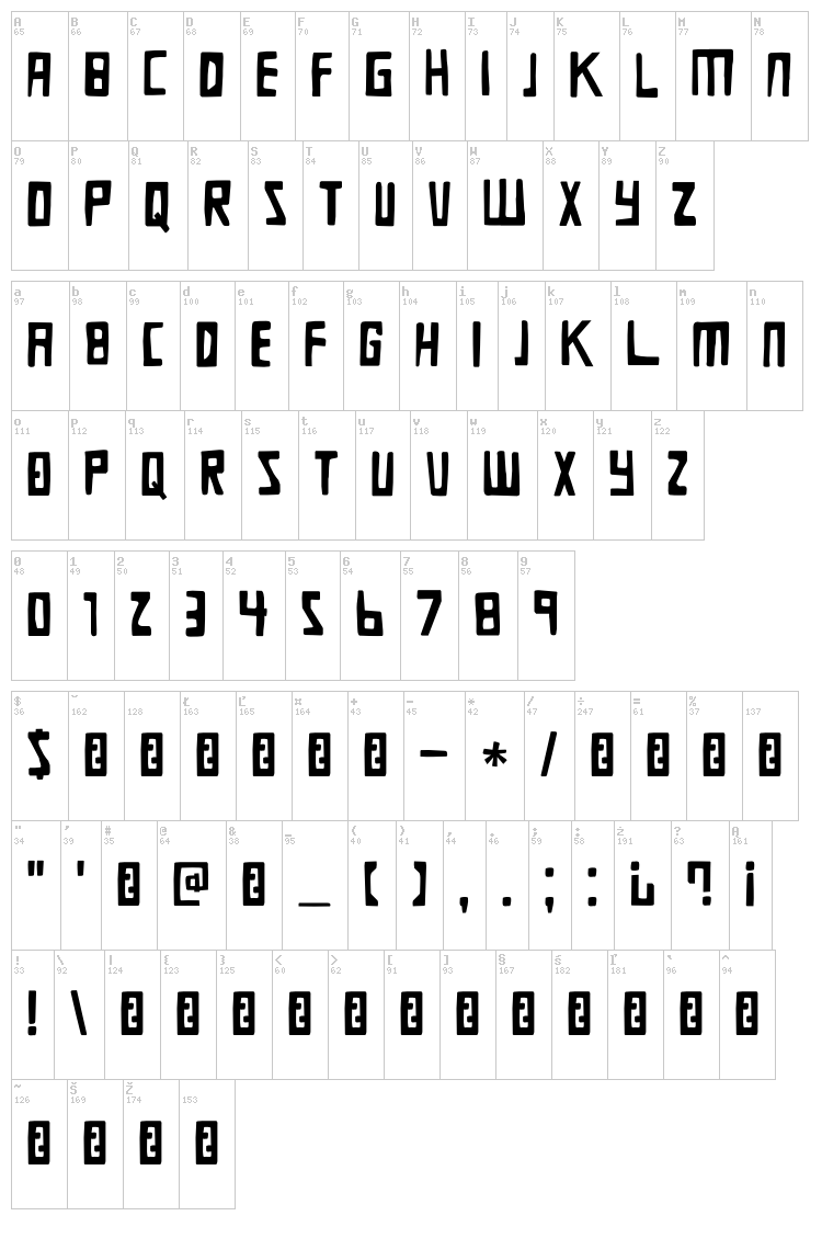 DK Die Bruecke font map